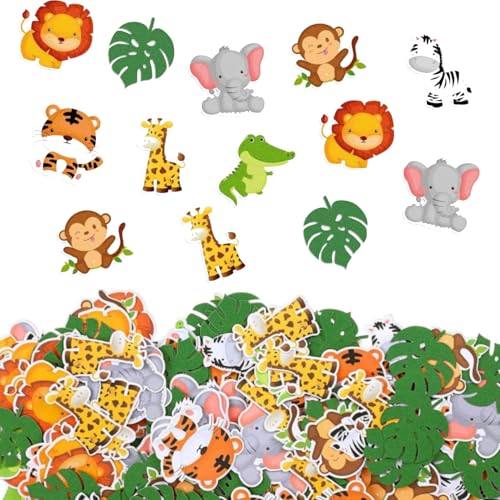 100 Stück Dschungel-Safari-Tier-Konfetti, Glitzer, Waldblätter, Tischdekorationen für Kinder, Babyparty, Geburtstag, Partyzubehör 100 Stück Dschungel-Safari-Tier-Konfetti, Glitzer, Waldblätter, Tischdekorationen für Kinder, Babyparty, Geburtstag, Partyzubehör von Cehoo