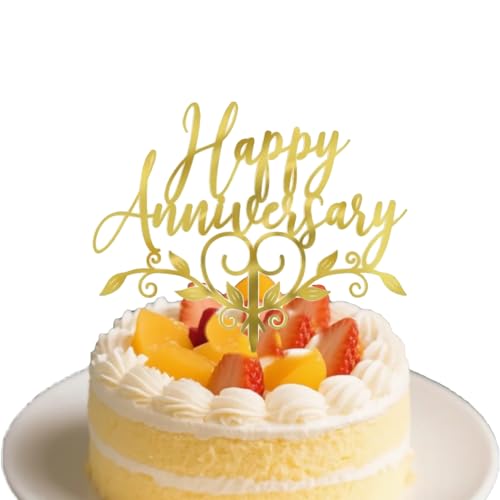 Tortenaufsatz "Happy Anniversary", goldfarben, glitzernd, metallisch, Hochzeitstag, Kuchenaufsatz für Firmenparty, romantische Abendessen, wiederverwendbare Dekoration Tortenaufsatz "Happy Anniversary", goldfarben, glitzernd, metallisch, Hochzeitstag, Kuchenaufsatz für Firmenparty, romantische Abendessen, wiederverwendbare Dekoration von Cehoo