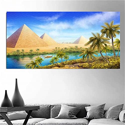 5D DIY Diamond Painting Kit, Ägypten Pyramide Diamant Painting Bilder für Erwachsene Kinder Malen nach Zahlen Vollbohrer Kristall Strass Stickerei Mosaik Malerei für Zuhause/Dekor Square Drill 40x80cm von Cekog