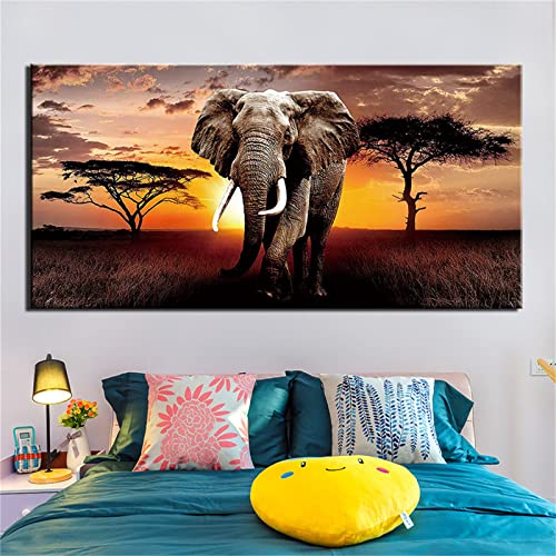 Cekog Diamond Painting Set, Tierelefant DIY 5D Diamant Painting Bilder Full Groß Kristall Strass Stickerei Diamant Malerei Kits für Wohnzimmer Schlafzimmer Büro Wand Dekoration Square Drill 70x140cm von Cekog