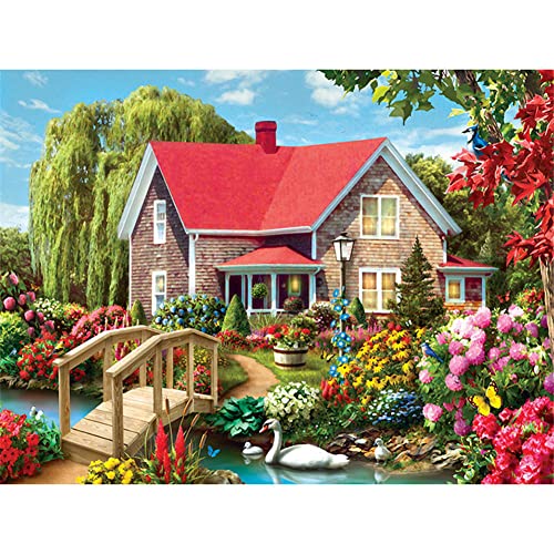 Diamond Painting,Schöne Häuser 5D Diamant Malerei Set für Erwachsene/Kinder, Diamant Painting Kit Vollbohrer, DIY Leinwand Stickerei Kreuzstich Kunst Handwerk, für Heimdekor Wand Round Drill 30x40cm von Cekog