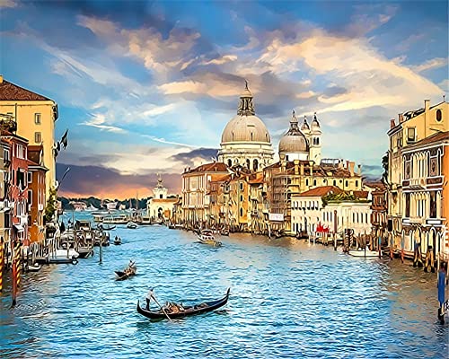 Diamond Painting,Venedig Landschaft 5D Diamant Malerei Set für Erwachsene/Kinder, Diamant Painting Kit Vollbohrer, DIY Leinwand Stickerei Kreuzstich Kunst, für Heimdekor Wand Square Drill 50x60cm von Cekog