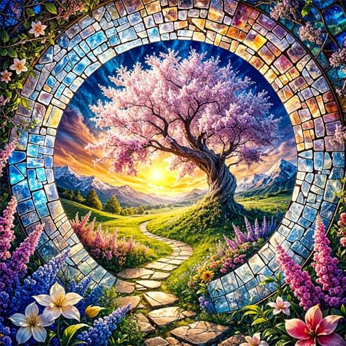 Diamond Painting Landschaftsbäume 5D Diamant Painting Bilder für Erwachsene Anfänger,DIY Farbenfrohe Landschaften diamant malerei Vollbohrer Stickerei Kreuzstich Home Wand Dekor Square Drill,70x70 cm von Cekog