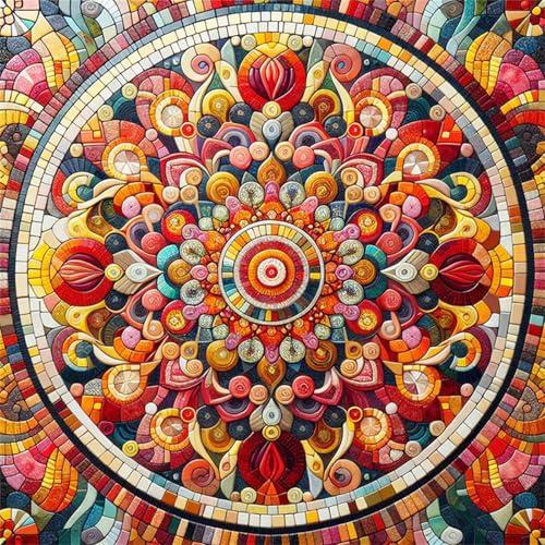 Diamond Painting Mandala-Blumen 5D Diamant Painting Bilder für Erwachsene Anfänger,DIY Bunt diamant malerei Vollbohrer Stickerei Kreuzstich Handwerk Home Wand Dekor Square Drill,100x100 cm von Cekog