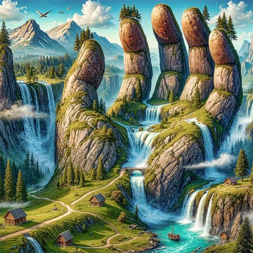 Diamond Painting Natürliche Hand 5D Diamant Painting Bilder für Erwachsene Anfänger,DIY Fantastische Landschaft diamant malerei Vollbohrer Stickerei Kreuzstich Home Wand Dekor Square Drill,90x90 cm von Cekog
