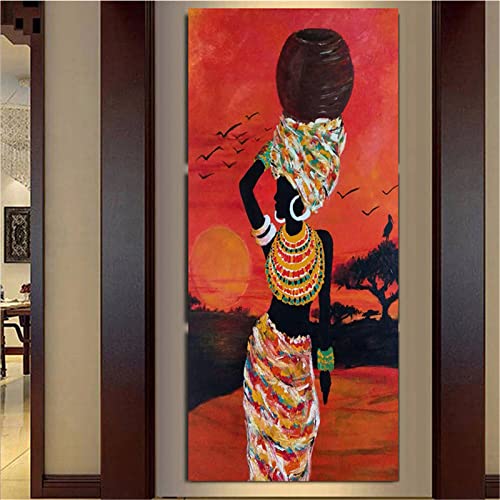 Diamond Painting Set, Afrikanische Frau DIY 5D Diamant Painting Bilder Full Groß Kristall Strass Stickerei Diamant Malerei Kits für Wohnzimmer Schlafzimmer Büro Wand Dekoration Round Drill 40x80cm Diamond Painting Set, Afrikanische Frau DIY 5D Diamant Painting Bilder Full Groß Kristall Strass Stickerei Diamant Malerei Kits für Wohnzimmer Schlafzimmer Büro Wand Dekoration Round Drill 40x80cm von Cekog