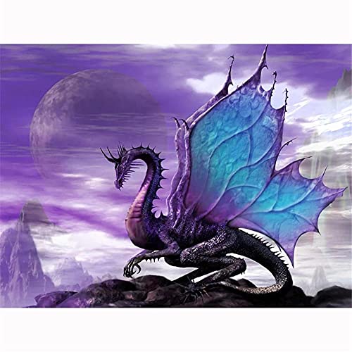Diamond Painting Set Full,Lila blauer Drache Diamant Painting Bilder, 5D DIY Diamant Malerei Kit für Erwachsene/Kinder,Strass Stickerei Kreuzstich Kunst,für Dekoration Home Wall Square Drill 40x50cm Diamond Painting Set Full,Lila blauer Drache Diamant Painting Bilder, 5D DIY Diamant Malerei Kit für Erwachsene/Kinder,Strass Stickerei Kreuzstich Kunst,für Dekoration Home Wall Square Drill 40x50cm von Cekog