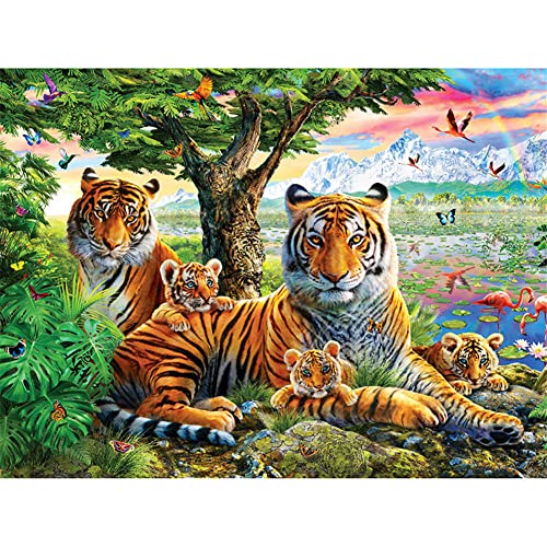Diamond Painting Set Full,Tigerfamilie Diamant Painting Bilder, 5D DIY Diamant Malerei Kit für Erwachsene/Kinder,Crystal Strass Stickerei Kreuzstich Kunst,für Dekoration Home Wall Square Drill 40x50cm Diamond Painting Set Full,Tigerfamilie Diamant Painting Bilder, 5D DIY Diamant Malerei Kit für Erwachsene/Kinder,Crystal Strass Stickerei Kreuzstich Kunst,für Dekoration Home Wall Square Drill 40x50cm von Cekog