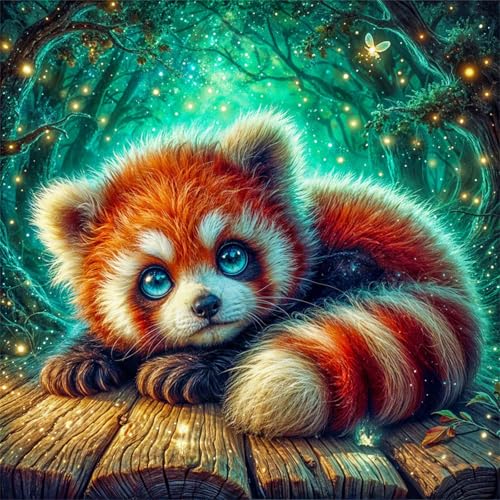 Diamond Painting Starlight Waschbär 5D Diamant Painting Bilder für Erwachsene Anfänger,DIY Waldtier diamant malerei Vollbohrer Stickerei Kreuzstich Handwerk Home Wand Dekor Square Drill,80x80 cm von Cekog
