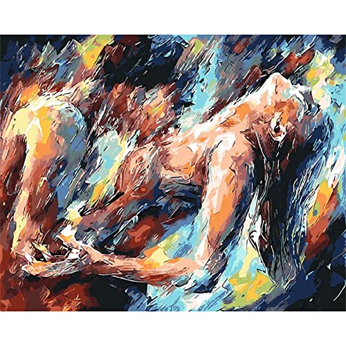 Malen Nach Zahlen Erwachsene,Sexy Paar DIY Handgemalt Ölgemälde Leinwand Kits mit Pinseln Acrylpigment Zeichnung für Erwachsene Kinder Paint by Numbers für Haus Wand Decor 40x50cm Mit Rahmen von Cekog