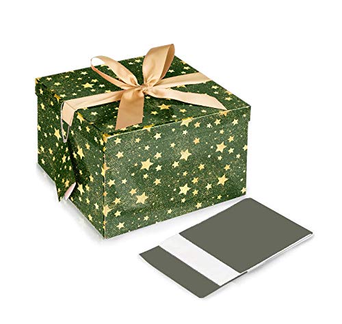 Geschenkbox gefaltet grün tannenbgrün Sterne glänzend XL inkl. Schleife und Anhänger und Seidenpapier 26 x 26 x 15 cm Geschenkbox gefaltet grün tannenbgrün Sterne glänzend XL inkl. Schleife und Anhänger und Seidenpapier 26 x 26 x 15 cm von Celebration
