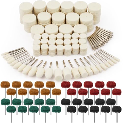 Celepoir 176 Stück Wollfilz Polierscheibe Set, Multifunktionale Wolle Filz Polierscheibe, Wollfilz Montierter Dorn Polierset mit 1/8" Polieraufsatz, Felgen Polieren für Schmuck, Metall, Glas Polieren Celepoir 176 Stück Wollfilz Polierscheibe Set, Multifunktionale Wolle Filz Polierscheibe, Wollfilz Montierter Dorn Polierset mit 1/8" Polieraufsatz, Felgen Polieren für Schmuck, Metall, Glas Polieren von Celepoir
