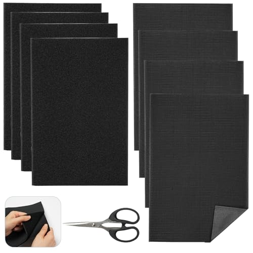 Celepoir Klettband zum Nähen mit Schere, 4er-Pack Klettverschluss zum Nähen A4, Schwarz Klettband Breit 20x30cm, Klett zum Aufnähen, Klettverschlüsse für Stoff, Textilien, Kleidung, Kissen, Schuhe von Celepoir