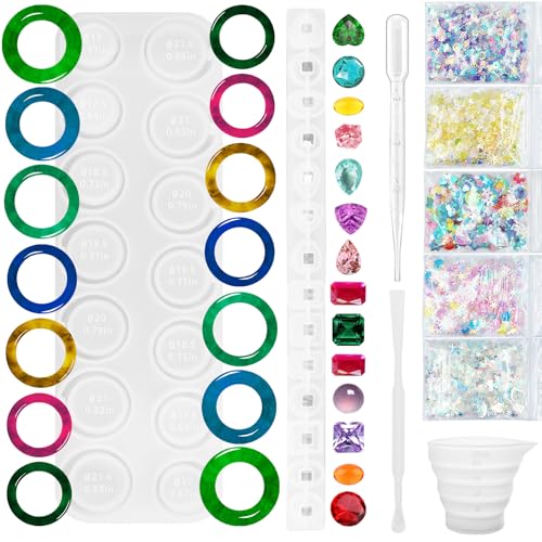 Celepoir Epoxidharz Schmuck Set, Silikonform Ringe Epoxidharz für DIY Ringe&Edelstein, EpoxidharzFormen Ringe Set, UV Resin Formen Schmuck, für Selber Machen, Diamant, Ohrringe & Anhänger Celepoir Epoxidharz Schmuck Set, Silikonform Ringe Epoxidharz für DIY Ringe&Edelstein, EpoxidharzFormen Ringe Set, UV Resin Formen Schmuck, für Selber Machen, Diamant, Ohrringe & Anhänger von Celepoir