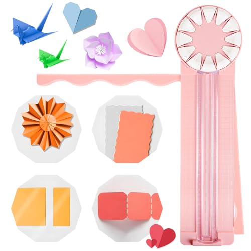 12-in-1-Papierschneider, Rotationskanten-Schneidewerkzeug für Bastelpapier, Sammelalbum, Foto, Postkarte, A4-A5-Papier, mit 12 Schnittarten, multifunktionales Papierbastelwerkzeug (Pink) von CelestiMingle