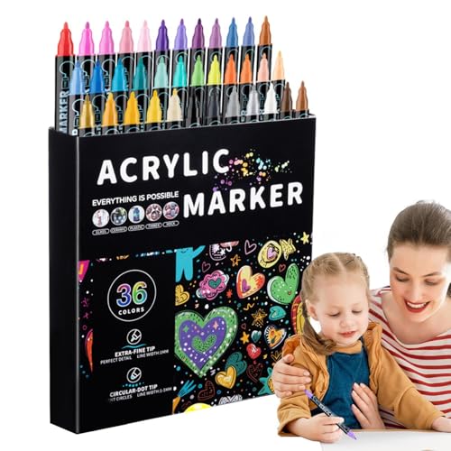 Acrylfarbenmarker, Acrylfarbenstifte, Acrylmarker, doppelseitige Marker für Erwachsene, wasserlösliche Acrylfarbenmarker, feine und runde Spitzen für Felsen, von Celuicion