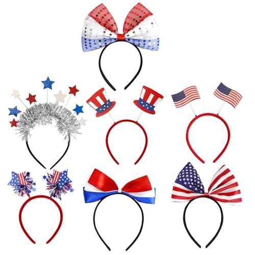 Celuicion 4. Juli Zubehör, 4. Juli Stirnband - Haarzubehör rot weiß blau Stirnband | Set von 7 Haarregchen für Parade Memorial Independence Day Veterans Wahl - Patriotischer 4. Juli Party Dekorationen Celuicion 4. Juli Zubehör, 4. Juli Stirnband - Haarzubehör rot weiß blau Stirnband | Set von 7 Haarregchen für Parade Memorial Independence Day Veterans Wahl - Patriotischer 4. Juli Party Dekorationen von Celuicion