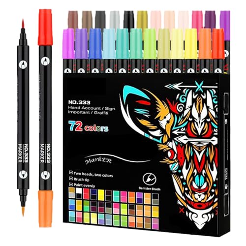 Celuicion Acryl Marker - 36 Stück Acryl Marker Stifte,Doppelspitz-Malerpinsel mit 72 Farben für Leinwand, Stoff, Holz, Stein, Glas und Keramik – Bastelbedarf für Zeichnen, Kunstprojekte, Hobby, Studio Celuicion Acryl Marker - 36 Stück Acryl Marker Stifte,Doppelspitz-Malerpinsel mit 72 Farben für Leinwand, Stoff, Holz, Stein, Glas und Keramik – Bastelbedarf für Zeichnen, Kunstprojekte, Hobby, Studio von Celuicion