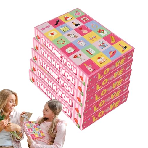 Celuicion Adventskalender Boxen Leere Adventskalender Boxen | 24 Tage Festliche Party Favor Paper Box, Set mit 5 Kartonverpackungen für Muttertag, Celuicion Adventskalender Boxen Leere Adventskalender Boxen | 24 Tage Festliche Party Favor Paper Box, Set mit 5 Kartonverpackungen für Muttertag, von Celuicion