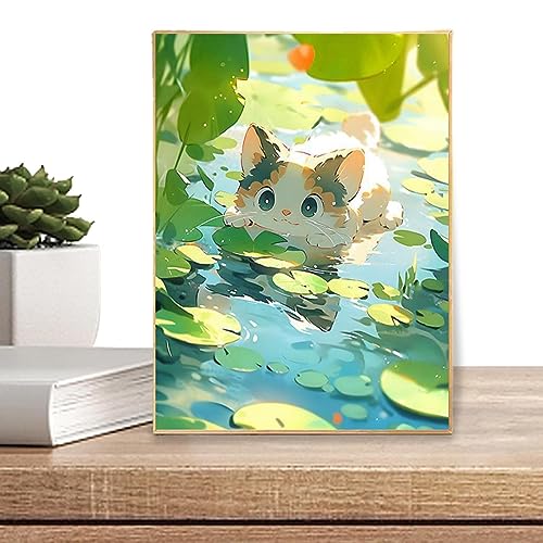 Celuicion Ölgemälde – Digitale Katze nach Zahlen, Malset auf Leinwand, Geschenk zum Basteln für Anfänger, Malset zum Basteln für Geburtstagsgeschenk von Celuicion