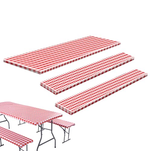 Celuicion Outdoor Picknick Tischdecke - Passform Tischbezug mit integrierten Bankabdeckungen - Wasserdichter Schutz für Camping Esszimmer Terrasse Celuicion Outdoor Picknick Tischdecke - Passform Tischbezug mit integrierten Bankabdeckungen - Wasserdichter Schutz für Camping Esszimmer Terrasse von Celuicion