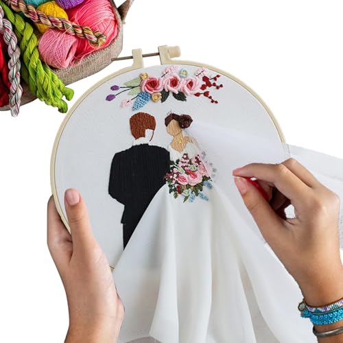 Celuicion Paar Stickerei Set, Paar Stickerei Kit | Punch Nadel Set | Hochzeit Stickset mit Reifen und Farbfäden für Liebhaber Erwachsene Anfänger Celuicion Paar Stickerei Set, Paar Stickerei Kit | Punch Nadel Set | Hochzeit Stickset mit Reifen und Farbfäden für Liebhaber Erwachsene Anfänger von Celuicion