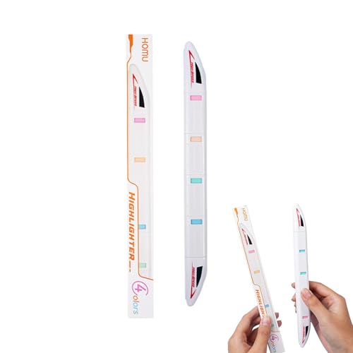 Marker und Textmarker, Textmarker, 4 x Tagebuchmarker in Zugform, Stifte für den Schulanfang, multifunktionales Farbmarker-Set zum Hervorheben und Nehmen Marker und Textmarker, Textmarker, 4 x Tagebuchmarker in Zugform, Stifte für den Schulanfang, multifunktionales Farbmarker-Set zum Hervorheben und Nehmen von Celuicion