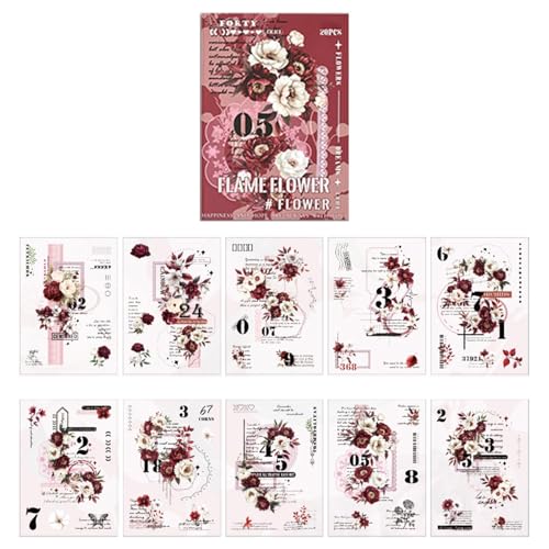 Sticker-Malbuch, Journalisierung von Aufkleberbüchern, 20 Blätter Flower Collage Buch Sticker – kreative Dekoration zur Verschönerung, Journaling-Zubehör für Erwachsene von Celuicion