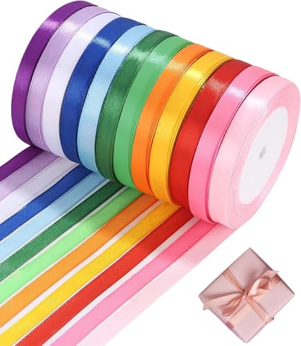 12 Rolls Multicolor Satin Ribbons Set, 1cm x 22m, for Gift Wrapping, DIY Art Crafts, Gift Wrapping, Balloons, Bows, Wedding Decorations 12 Rolls Multicolor Satin Ribbons Set, 1cm x 22m, for Gift Wrapping, DIY Art Crafts, Gift Wrapping, Balloons, Bows, Wedding Decorations von Celvibe
