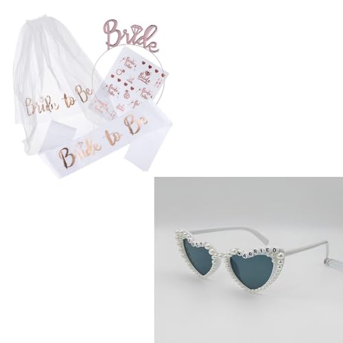 Bride to Be Schärpe Schleier, Junggesellinnenabschied Accessoires Set, mit Braut Schärpe, Schleier, Stirnband, Tattoos Aufkleber, Gläser, für Hochzeit Fotorequisiten Spiele Zubehör Bride to Be Schärpe Schleier, Junggesellinnenabschied Accessoires Set, mit Braut Schärpe, Schleier, Stirnband, Tattoos Aufkleber, Gläser, für Hochzeit Fotorequisiten Spiele Zubehör von Celvibe