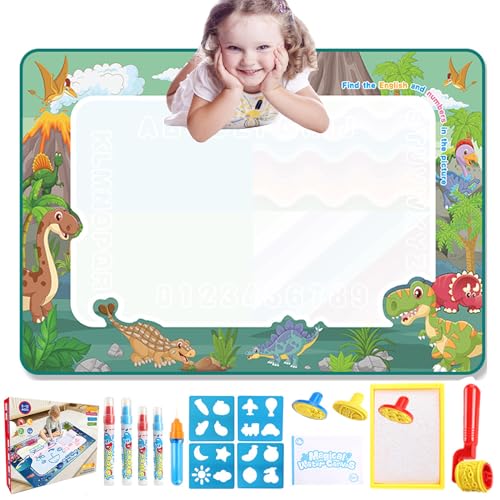 Aqua Infinity Canvas Toy, Aqua Infinity Canvas Mat, Water Doodle Mat, Aqua Infinity Canvas for Kids, Aqua Magic Drawing Board (Dinosaur,L (39.4 x 31.5 inch/100 * 80 cm)) von Cemssitu