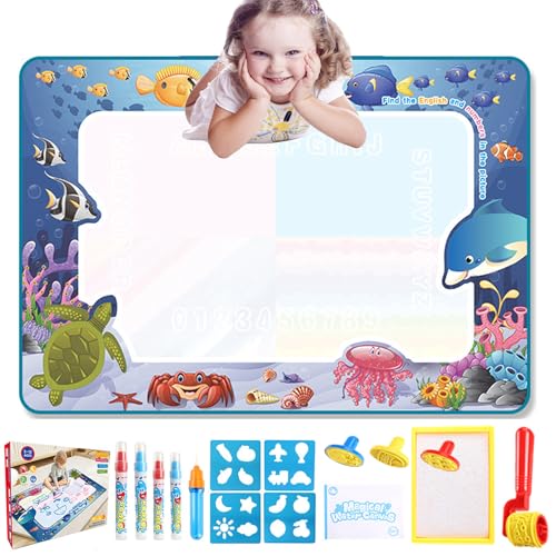 Aqua Infinity Canvas Toy, Aqua Infinity Canvas Mat, Water Doodle Mat, Aqua Infinity Canvas for Kids, Aqua Magic Drawing Board (Ocean,L (39.4 x 31.5 inch/100 * 80 cm)) von Cemssitu