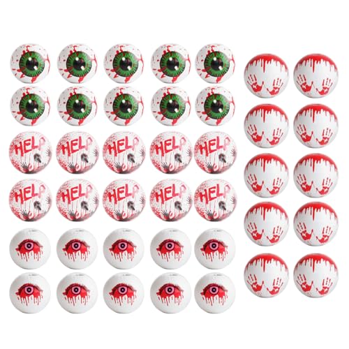 Cenifin 40 PCs Bloody Palms Print Holzperlen Augäpfel Muster Halloween Holz Halloween Dekorative Runde von Cenifin