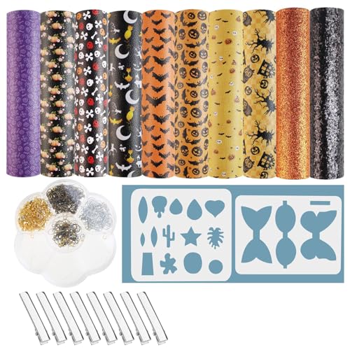 Halloween Themen Ohrring Schneiden Stirbt Kit Mit 10 Stil Faux Lederblättern Für Haarnadelfahrzeuge Die Einfach Zu Verwenden Von Halloween Geprägte Blätter Ohrringe Mädchen Erwachsene Zubehör von Cenifin