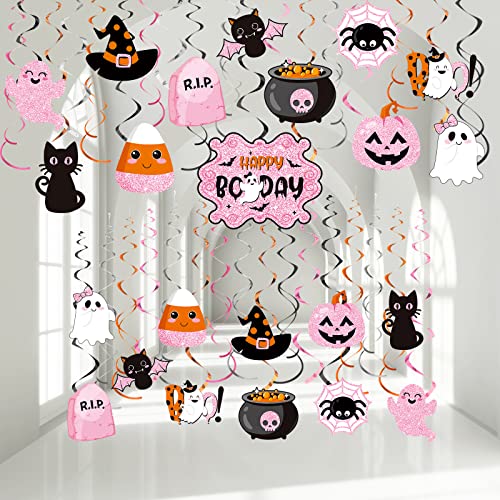 Halloween hängende Wirbeldekorationen Halloween Party Luftschlangen Folie Decke Spirale Halloween Hexe Kürbis Geist Ausschnitt Dekorationen für Schule Raum Büro Halloween Party Supplies (23, niedlicher Stil) von Censen