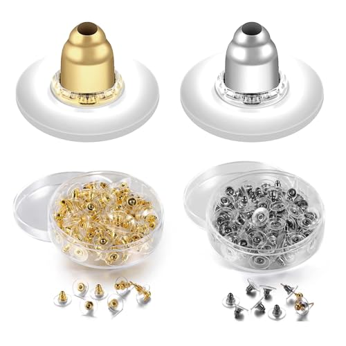 200 Stück Ohrringverschlüsse, Metall Gummi Kunststoff Ohrring Stopper, Ohrringe Zubehör Set, Hypoallergene Ohrring Verschlüsse, Kugelmetall Silikon Ohrringstopper, Ohrring Stecker für Ohrstecker 200 Stück Ohrringverschlüsse, Metall Gummi Kunststoff Ohrring Stopper, Ohrringe Zubehör Set, Hypoallergene Ohrring Verschlüsse, Kugelmetall Silikon Ohrringstopper, Ohrring Stecker für Ohrstecker von CensuobOB
