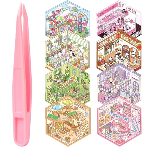 8 Sets 3D House Stickers, DIY Miniatur Haus Sticker, Cute Cartoon Hausaufkleber, Sticker Scene mit Pinzette, Stacking Scene Stickers für Fotoalbum Karten Basteln, Relief Stress für Kinder Erwachsene 8 Sets 3D House Stickers, DIY Miniatur Haus Sticker, Cute Cartoon Hausaufkleber, Sticker Scene mit Pinzette, Stacking Scene Stickers für Fotoalbum Karten Basteln, Relief Stress für Kinder Erwachsene von CensuobOB