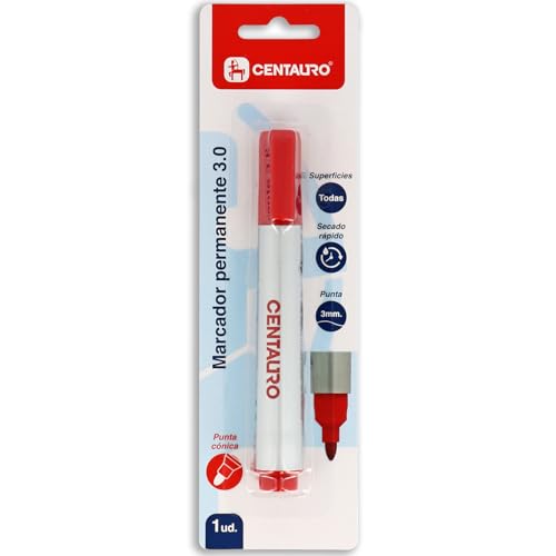Centauro Permanentmarker, Rot, 3 mm, konische Spitze, schnell trocknend, Tinte auf Ölbasis, geeignet für alle Oberflächen, Metall, Glas, Zinn, Kunststoff, Fotofolie, Holz, Papier und Karton Centauro Permanentmarker, Rot, 3 mm, konische Spitze, schnell trocknend, Tinte auf Ölbasis, geeignet für alle Oberflächen, Metall, Glas, Zinn, Kunststoff, Fotofolie, Holz, Papier und Karton von Centauro