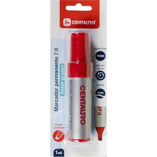 Centauro Permanentmarker, Rot, abgeschrägte Spitze, 7 mm, schnell trocknend, sehr dick, Tinte auf Ölbasis, geeignet für alle Arten von Oberflächen Centauro Permanentmarker, Rot, abgeschrägte Spitze, 7 mm, schnell trocknend, sehr dick, Tinte auf Ölbasis, geeignet für alle Arten von Oberflächen von Centauro