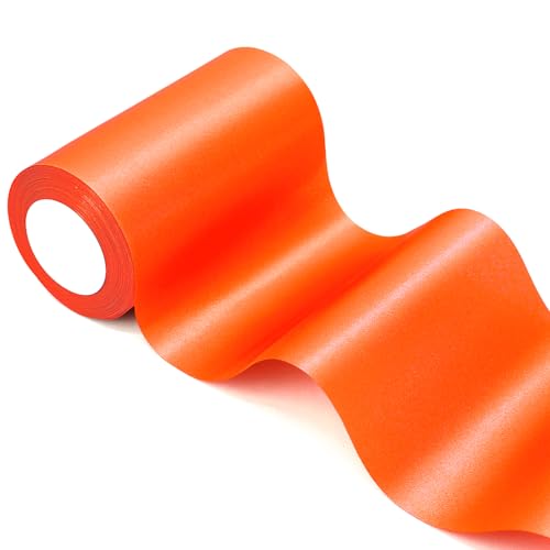 CenterZ 15,2 cm x 22 m langes orangefarbenes Satinband, breite feste Stoffbänder Rolle für Halloween, Geburtstagsparty, Dekoration, Geschenkverpackung, handgefertigte Bastelhaarschleife, Stuhlschärpe, von CenterZ