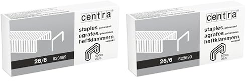 Centra, 26/6 mm verzinkt Heftklammern, 5.000 Stück (Packung mit 2) von Centra