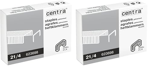 Centra Heftklammern, verzinkt, 21/4 mm, 2000 Stück (Packung mit 2) von Centra