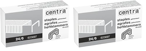 Centra Heftklammern 24/6 mm, verzinkt, 1.000 Stück (Packung mit 2) von Centra