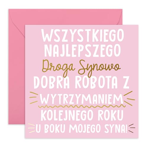 Central 23 Kartka urodzinowa „Wszystkiego najlepszego synowo” dla synowej – zabawna kartka – zawiera naklejki von Central 23