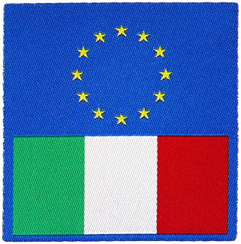 Zentrum Stickerei Aufnäher Mikroricamiert HD/Jacquard (High Definition) Flagge Italien-Europa zum Aufbügeln, Mikrofaden, Maße: H cm 5,8 x L. 5,8 cm – Made in Italy von CENTRO RICAMI
