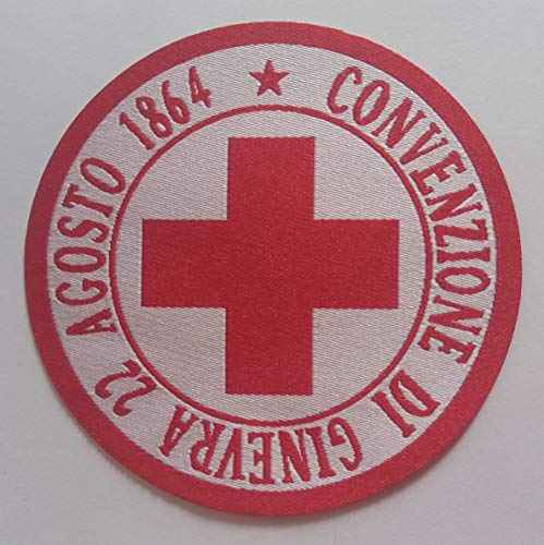 Zentrum Stickerei-Patch/Aufnäher aus HD/Jacquard (hohe Definition), rotes Kreuz, zum Aufbügeln, Mikrodraht, Durchmesser: 8 cm, Made in Italy von Centro Ricami