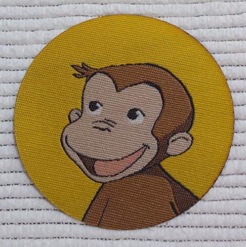 Zentrum Stickerei Patch Aufnäher Mikroricamiert aus HD/Jacquard (hohe Definition) George der AFFE zum Aufbügeln, Mikrofaden, Durchmesser: cm 6 - Made in Italy von Centro Ricami