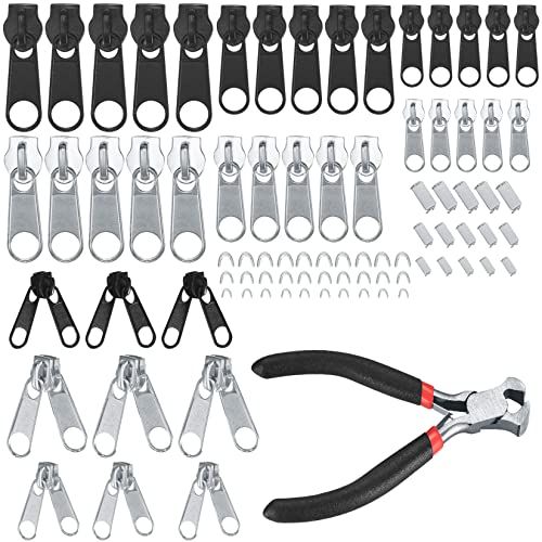 85 Stück Reißverschluss Reparatur Set, Ersatz Reißverschluss Set, Reißverschluss Schieber Set mit Zangenwerkzeug, Metall Reißverschluss für Jacken, Taschen, Reisegepäck von Cents matter