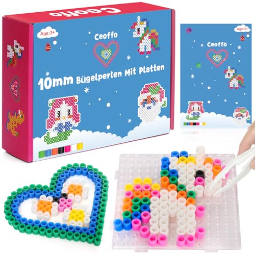 Ceoffo Bügelperlen Set 4500pcs in Sortierbox Fuse Beads kit Steckperlen Bastelspaß für Kinder Weihnachten Geschenk für Mädchen Jungs （Kein Platte Zubehör）… (10 mm) von Ceoffo