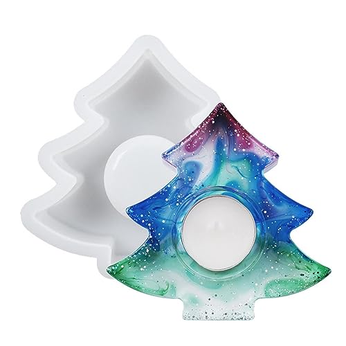 Ceolup Weihnachts-Silikonformen für Epoxidharz - Schneeflocke und Weihnachtsbaum Silikonharzform für Teelichthalter | Gussformen aus Epoxidharz, Teelichthalterform mit Weihnachtsbaum-Design von Tokiso